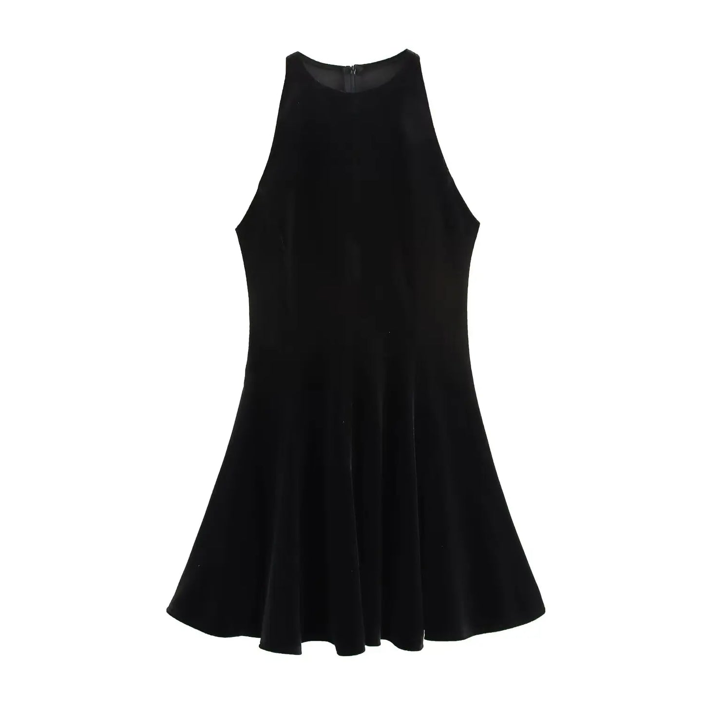 2025 new women's clothing, European and American style French design, wavy velvet versatile sleeveless dress