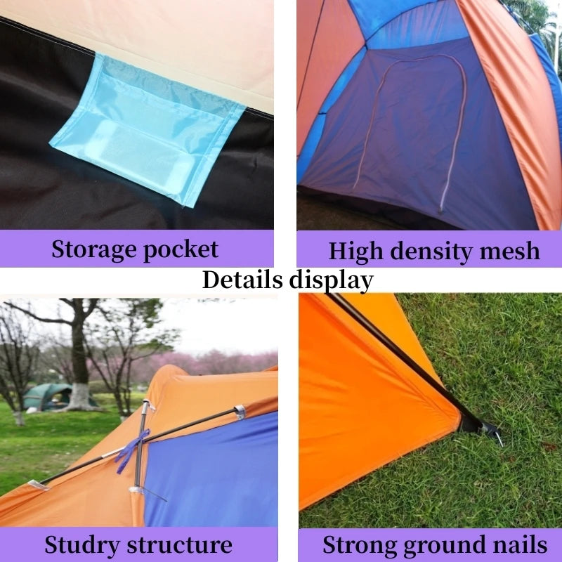 Outdoor Camping Tent 4-6 Person Large Tent Sun Protection Waterproof Sunshield Double Layer Portable Hiking Climbing Picnic Tent