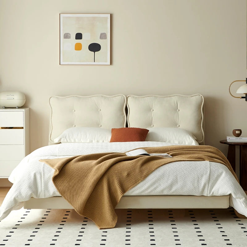 Backrest Girls Double Bed Modern Loft White Sleeper Luxury Floating Bed Frame 180X200Cm Adults Camas De Dormitorio Furniture