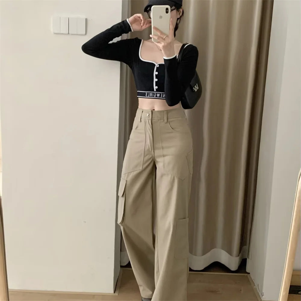 2025 new women's clothing with European and American style casual and elegant design avant-garde and retro work pants