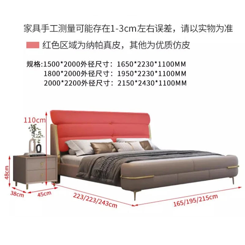 Luxury Modern Bed Frames Queen Sized Organizer Nightstands Sleeping Bed Lounge Hotel Camas De Matrimonio Dormitorio Furnitures
