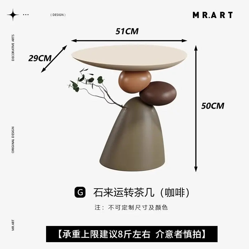 Cream-style Living Room Floor-standing Large Ornaments, Stacked Stone Coffee Table Next To The Sofa, Home Furniture Decoration