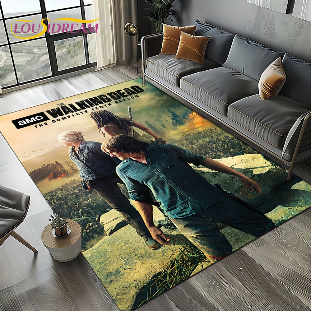 Living Room Walking Dead Rick Daryl Horror TV Rugs Movie Room Sofa Coffee Table Decorative Carpet Hallway Bathroom Non-slip Rug