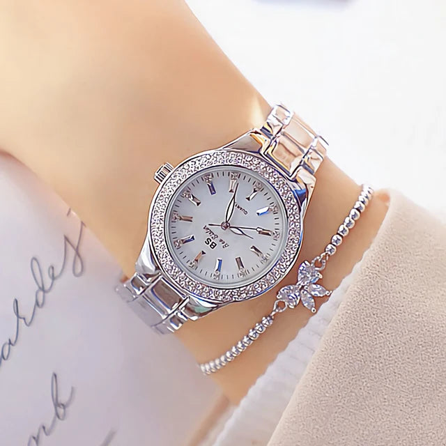 Women Wrist Watches For Ladies Dress Gold Watch Crystal Diamond Women Watches Stainless Steel Silver Clock Montre Femme