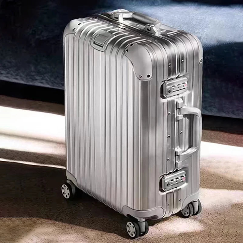 100% Aluminium Suitcase Hot Sale 20/30 Inch Rolling Luggage Trolley Case Metal Suitcase Travel Luggage Cabin Carry on Suitcases