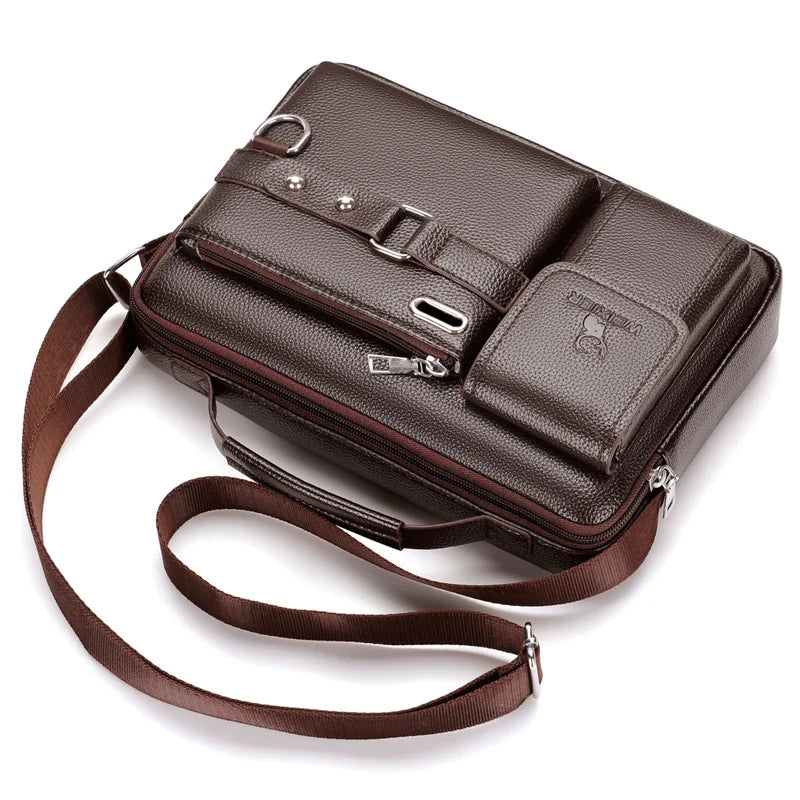 Fashion Men's Shoulder Bag Business Man Crossbody Bags PU Leather Male Handbag Briefcase Travel Messenger Bag Mens Bag