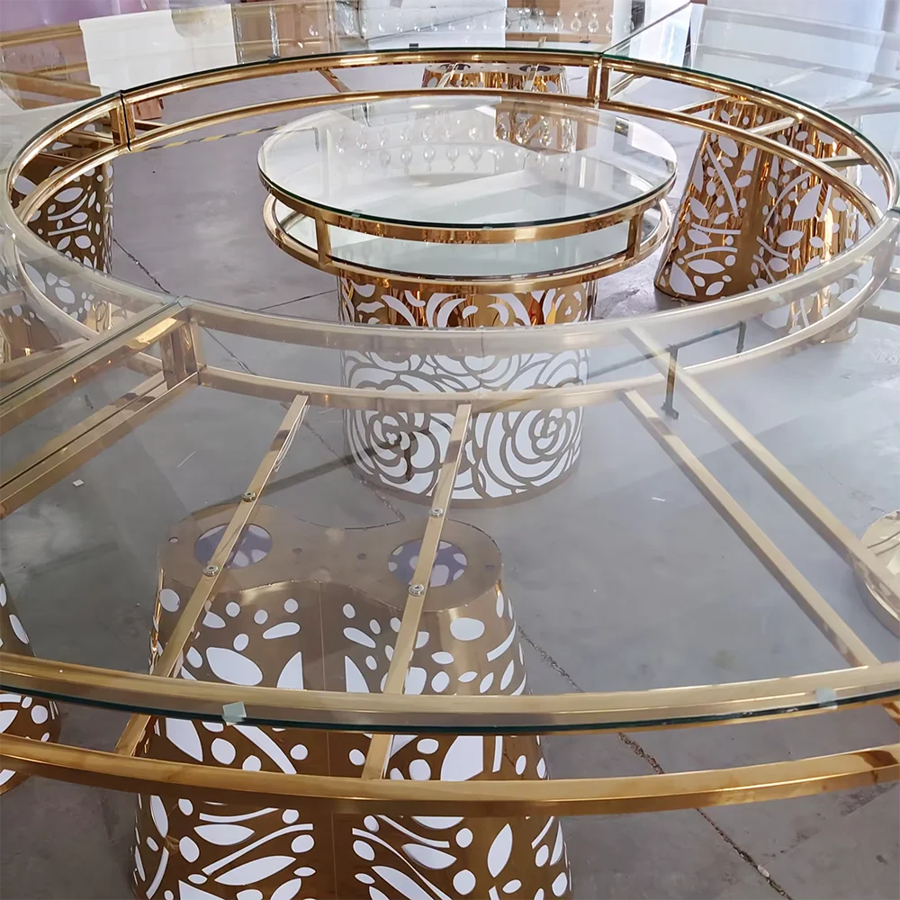 Wholesale modern gold stainless steel dining table for wedding