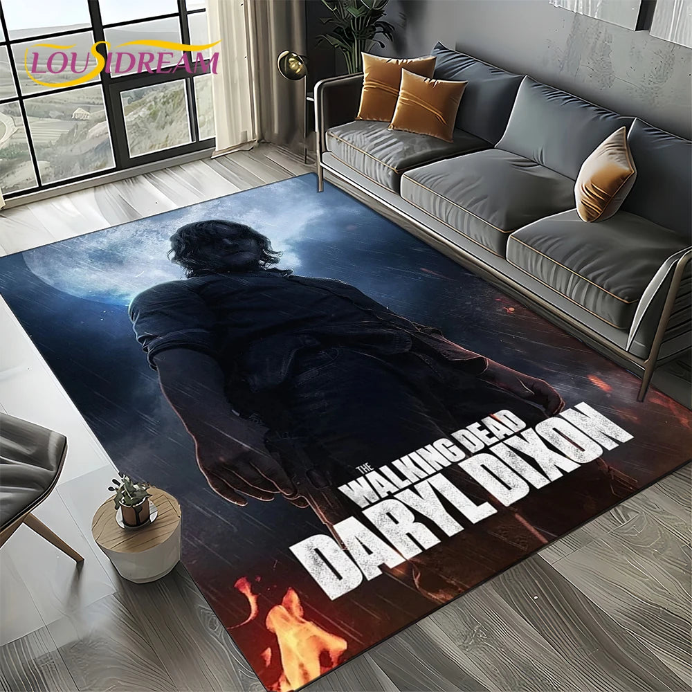 Living Room Walking Dead Rick Daryl Horror TV Rugs Movie Room Sofa Coffee Table Decorative Carpet Hallway Bathroom Non-slip Rug