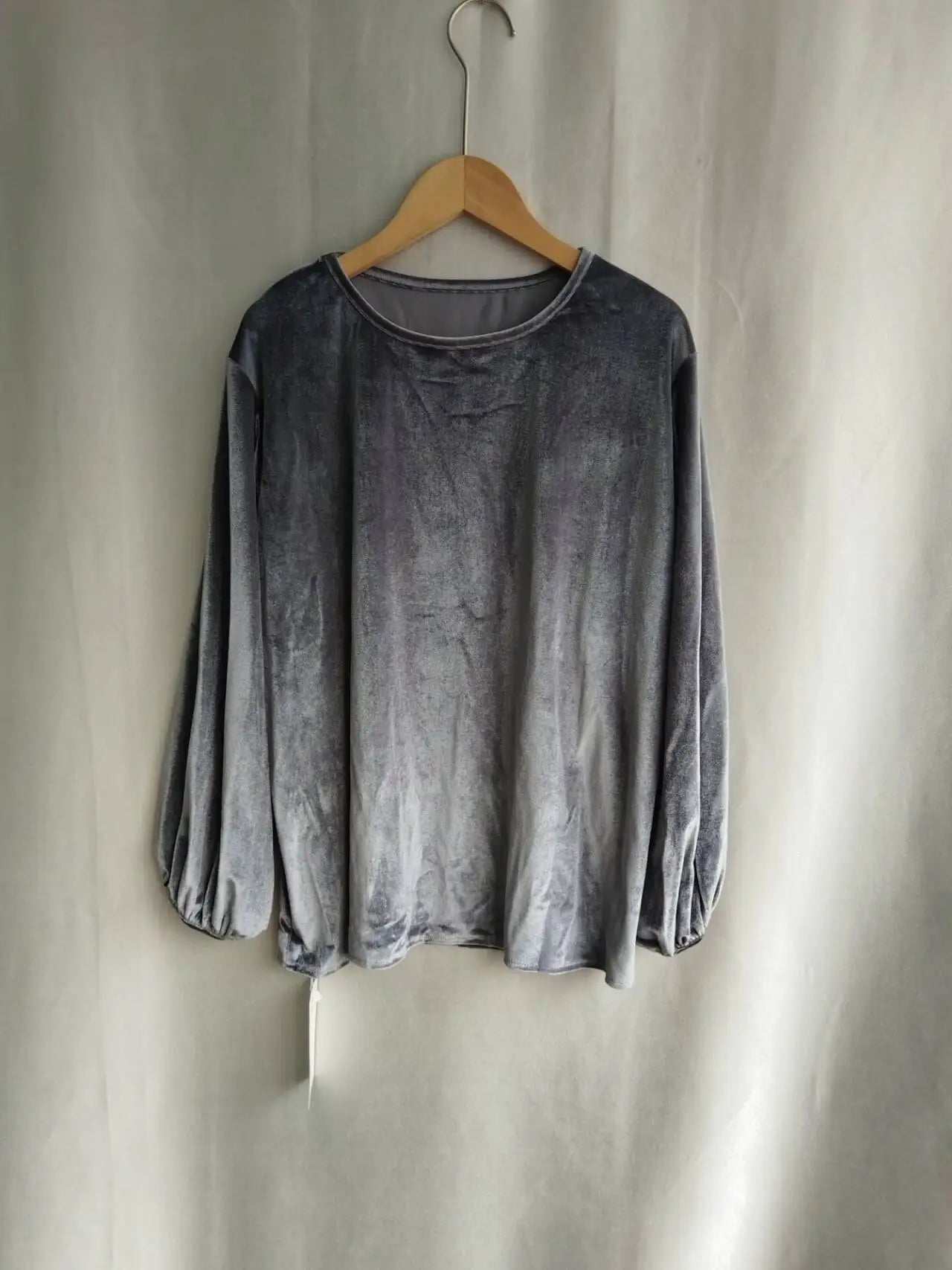 Women Clothing Ropa Mujer Shirts for  2025 Vintage  Loose Round Neck Gold Velvet Lantern Sleeve  T-shirts Tees Shirt