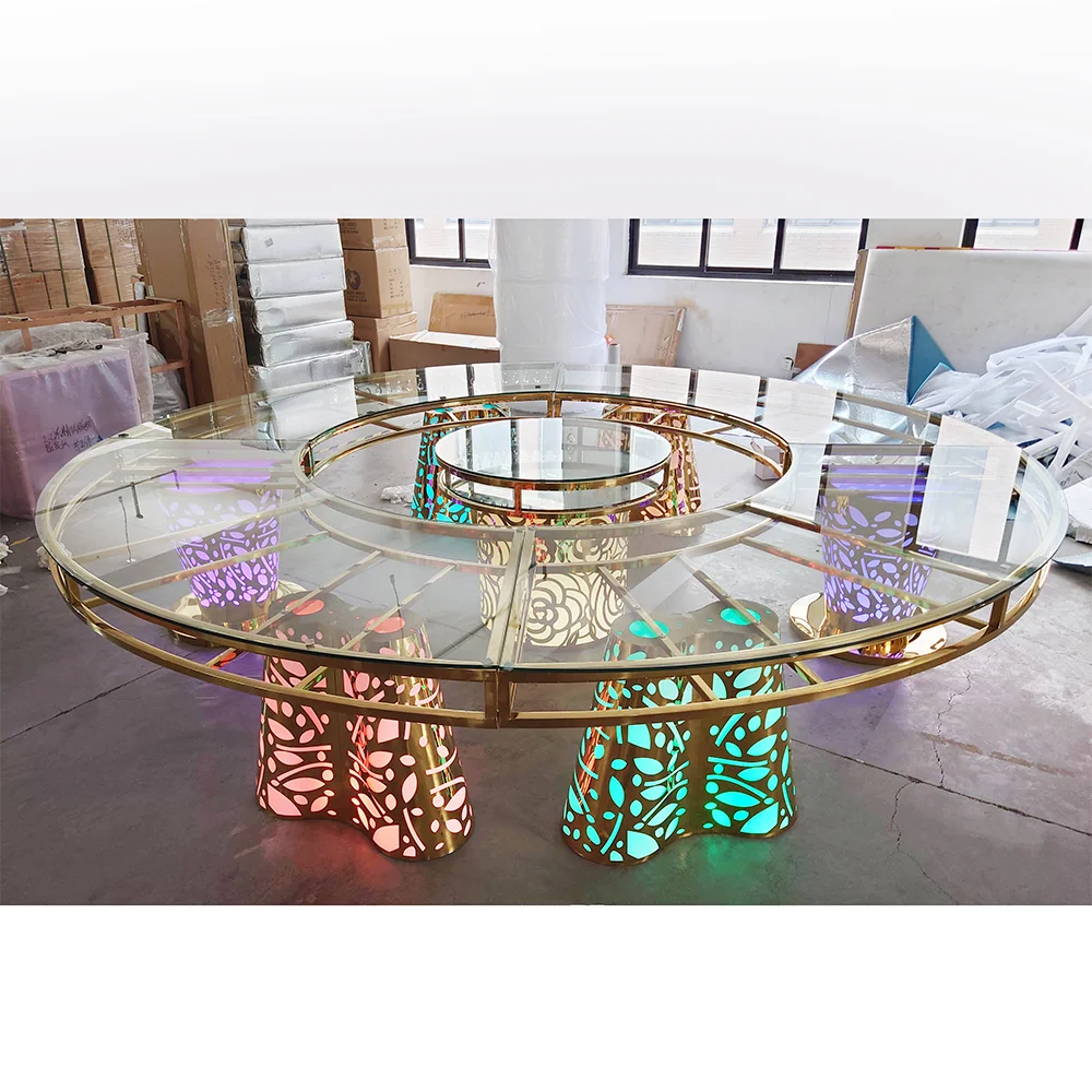 Wholesale modern gold stainless steel dining table for wedding