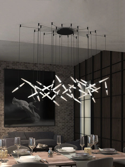 Led Chandelier Modern Dining Room Lamps Home Interior Lighting Designer Living Room Pendent Lamp Creative Staircase Lighting