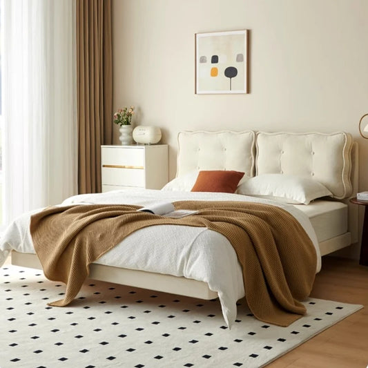 Backrest Girls Double Bed Modern Loft White Sleeper Luxury Floating Bed Frame 180X200Cm Adults Camas De Dormitorio Furniture