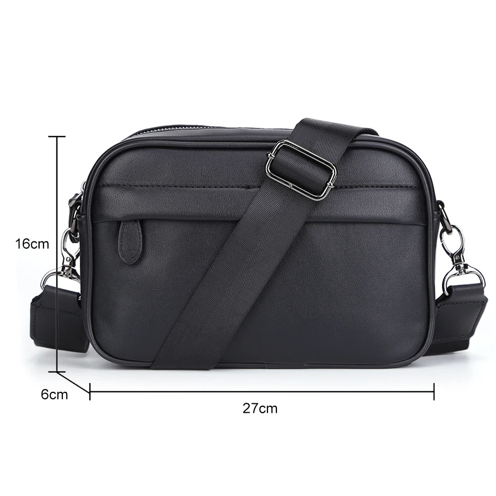 Messenger Sling Bags For Men Casual PU Small Zipper Crossbody Pouch Men Shoulder Bag Women Square Bag Trendy Diagonal Chest Bag