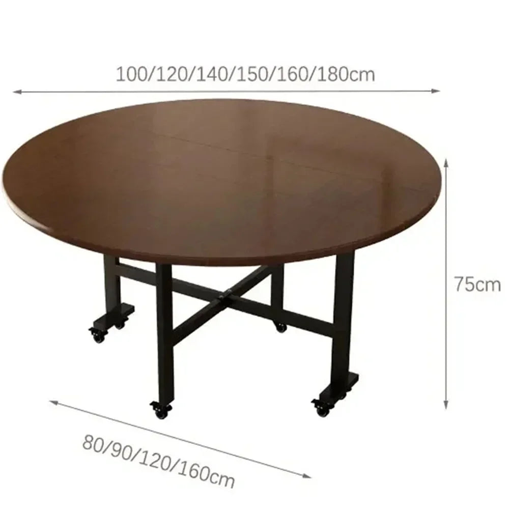 Solid Wood Round Dining Table Folding Restaurant Entryway Rolling Portable Dining Table High Living Room Muebles Home Furniture