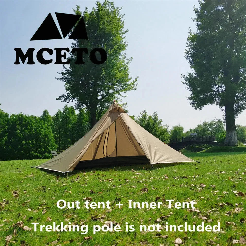 Waterproof Camping Tents Ultralight Double Tiers Rodless Pyramid Tent Single One Person 4 Season All Weather for Hunting Hiking