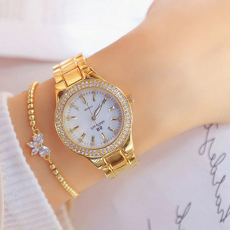 Women Wrist Watches For Ladies Dress Gold Watch Crystal Diamond Women Watches Stainless Steel Silver Clock Montre Femme