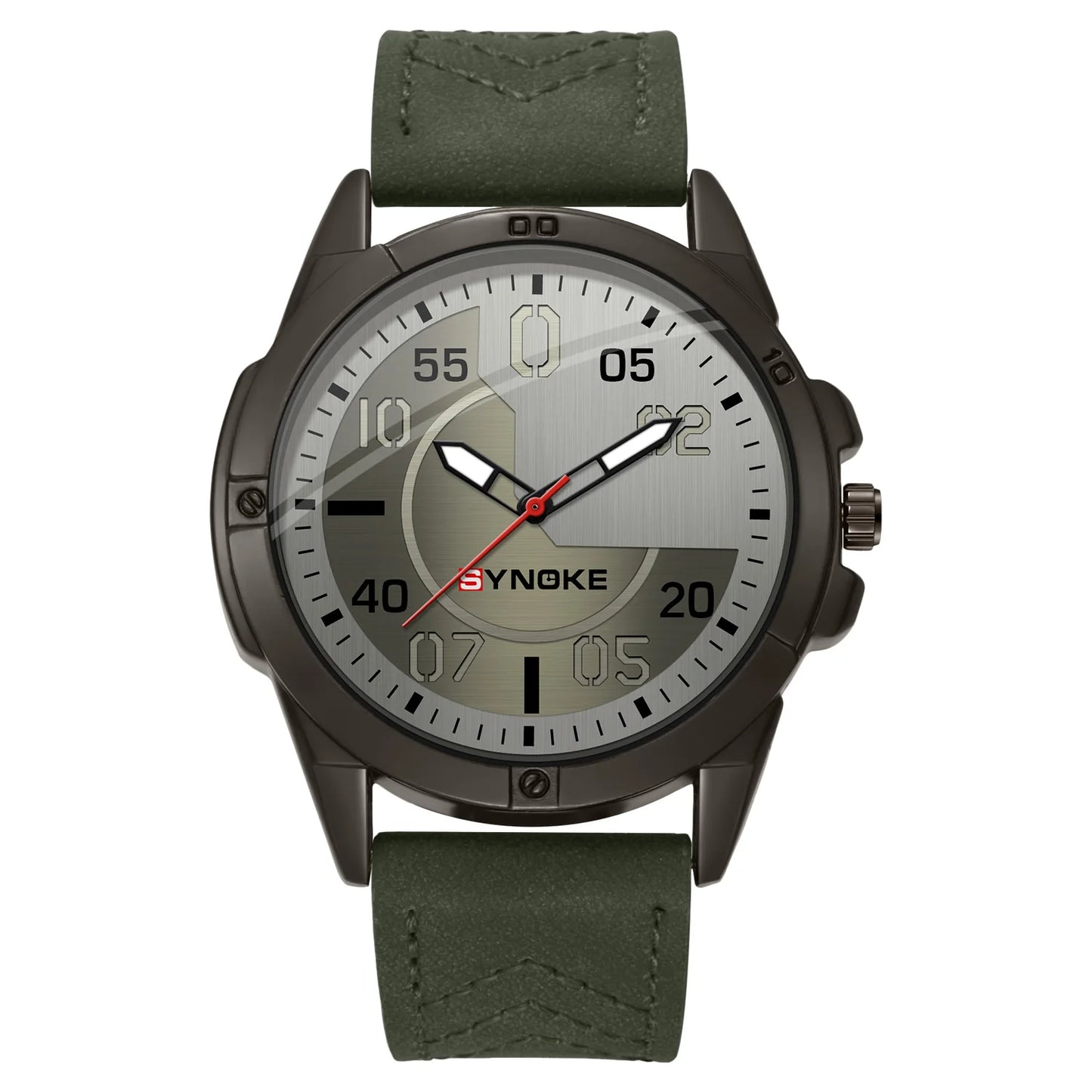 Mens Quartz Watch - Round Dial, PU Leather Strap, 30m Water Resistant, Alloy Case, SYNOKE Watch