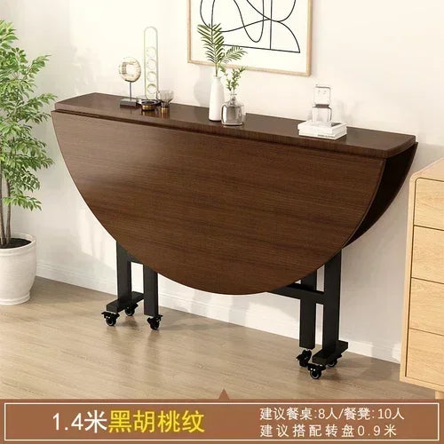 Solid Wood Round Dining Table Folding Restaurant Entryway Rolling Portable Dining Table High Living Room Muebles Home Furniture