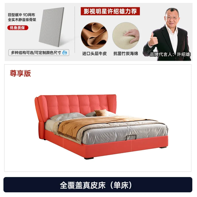 Drawers Wood Double Bed Frame Simple White Elegant Matrimonial Modern Bed Bedroom Villa Italian Cama De Casal Bedroom Furniture