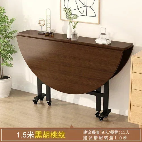 Solid Wood Round Dining Table Folding Restaurant Entryway Rolling Portable Dining Table High Living Room Muebles Home Furniture