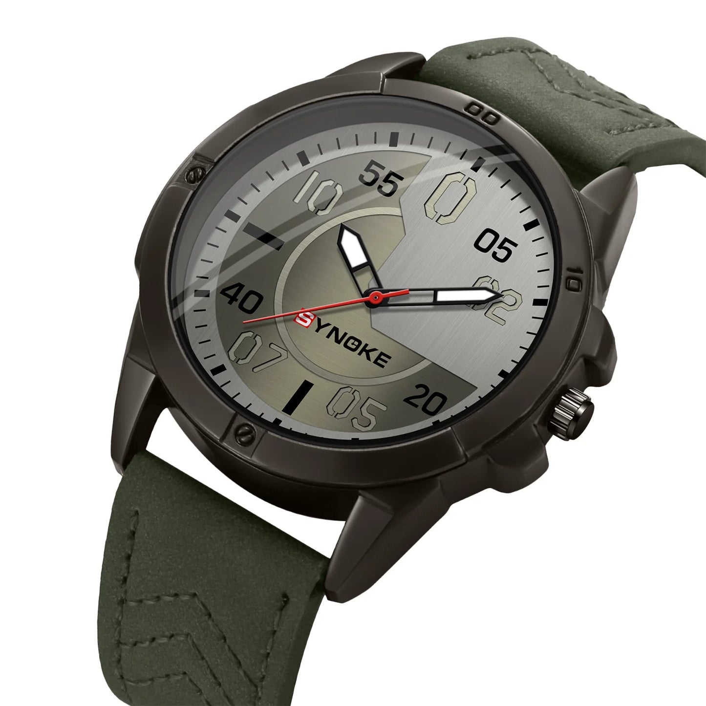 Mens Quartz Watch - Round Dial, PU Leather Strap, 30m Water Resistant, Alloy Case, SYNOKE Watch