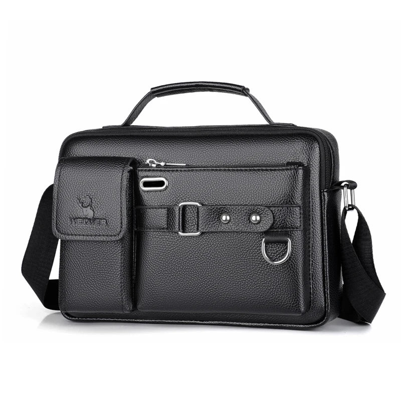 Fashion Men's Shoulder Bag Business Man Crossbody Bags PU Leather Male Handbag Briefcase Travel Messenger Bag Mens Bag