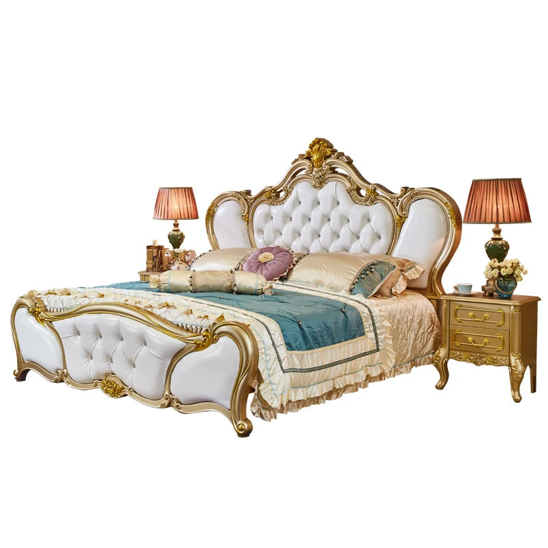 European Princess Bed Sleeping Vintage Comfortable Bedroom Luxury Romantic Bed Quality Wedding Castle Beliche Hotel Furniture