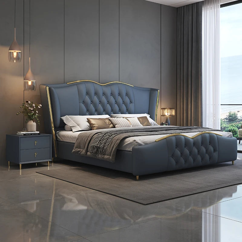 Frames Queen Sized Bed Organizer Headboard European Luxury Bed Storage Minimalist Camas De Matrimonio Dormitorio Home Furniture