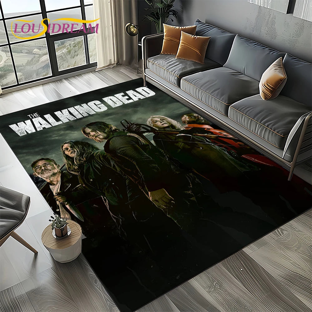 Living Room Walking Dead Rick Daryl Horror TV Rugs Movie Room Sofa Coffee Table Decorative Carpet Hallway Bathroom Non-slip Rug