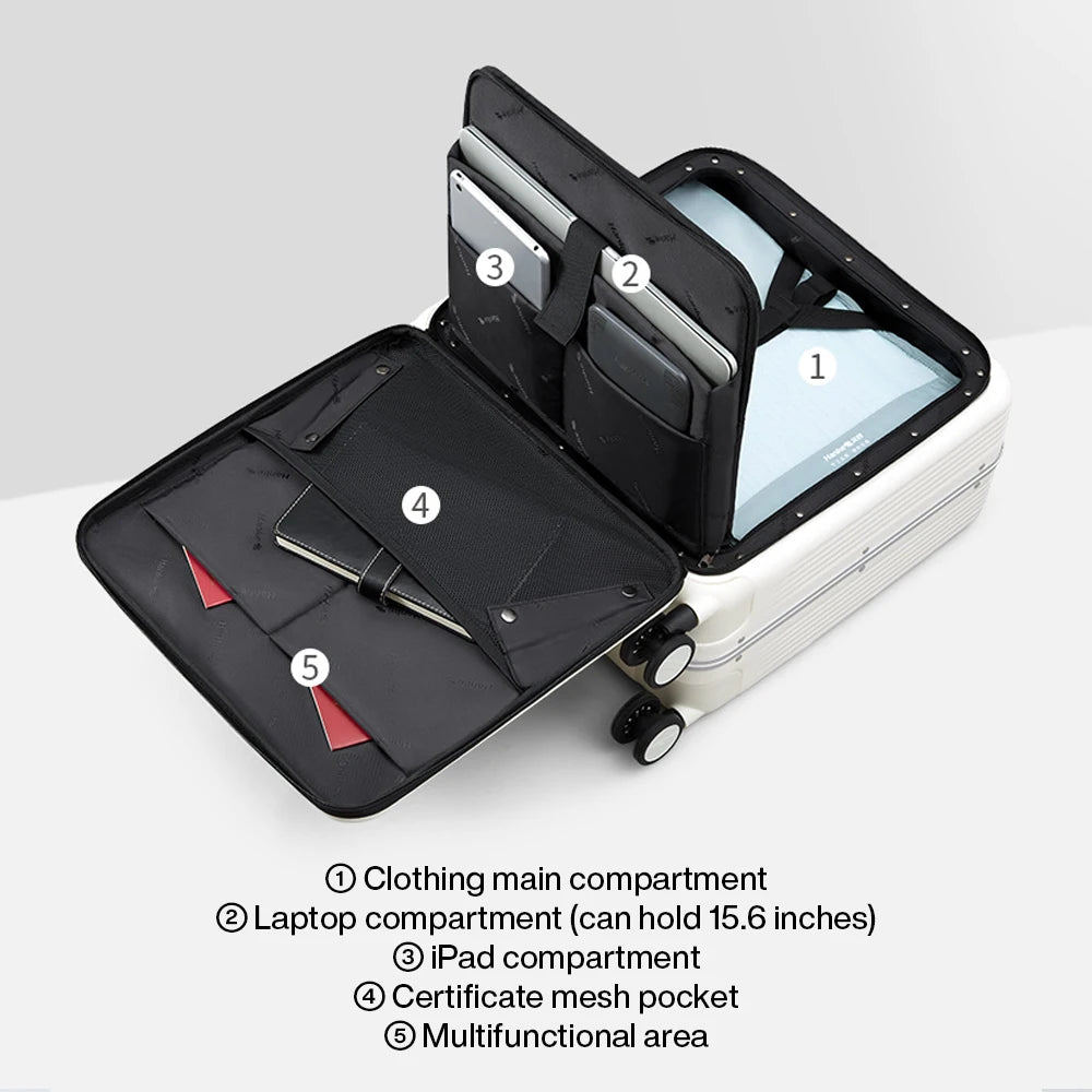 Hanke New Design Luggage Business Travel Suitcase Carry On Boarding Cabin Trolley Case PC Material Rolling Spinner Wheels